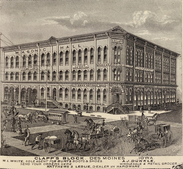 The Clapp Block in the Des Moines Daily News August 7&nbsp;1901